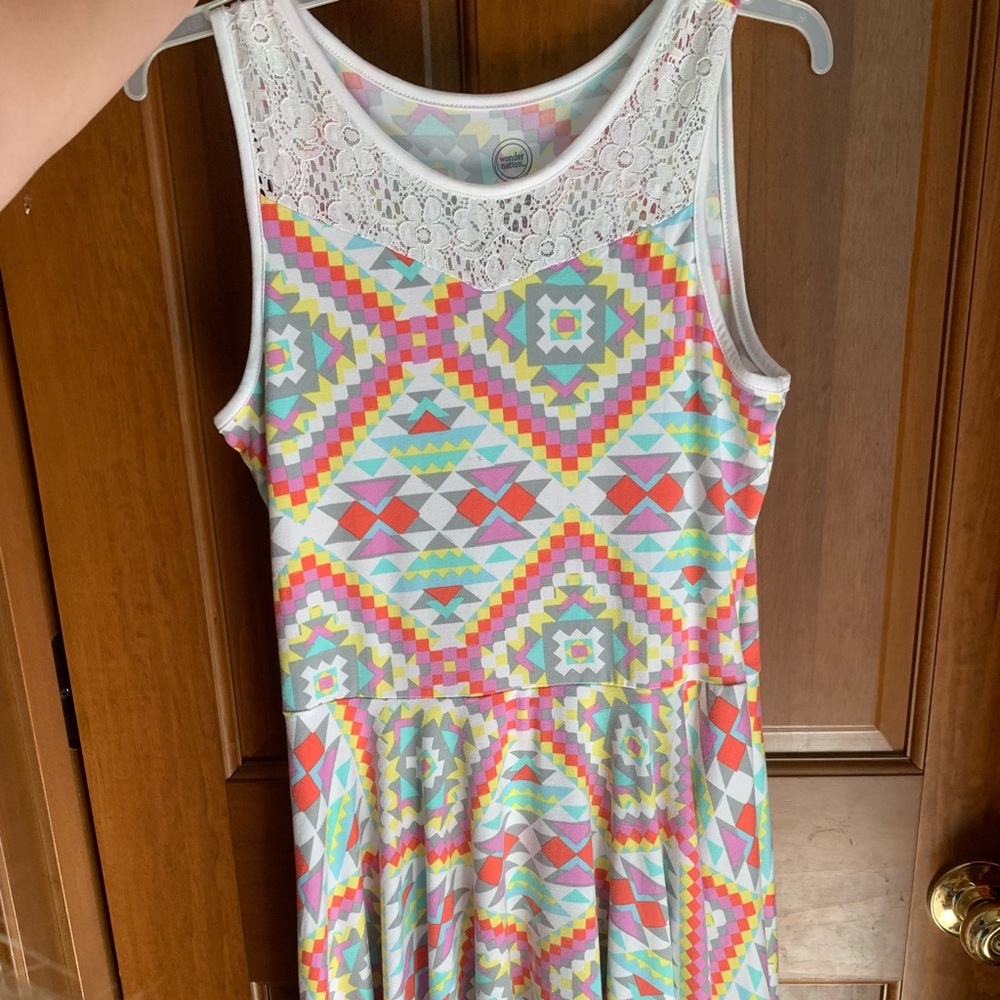 Girls Aztec/Lace Dress